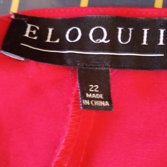 Eloquii Shirt, Size 22, Red Blouse, Night out, Party wear,  Bright, tied wrist, - Picture 4 of 11